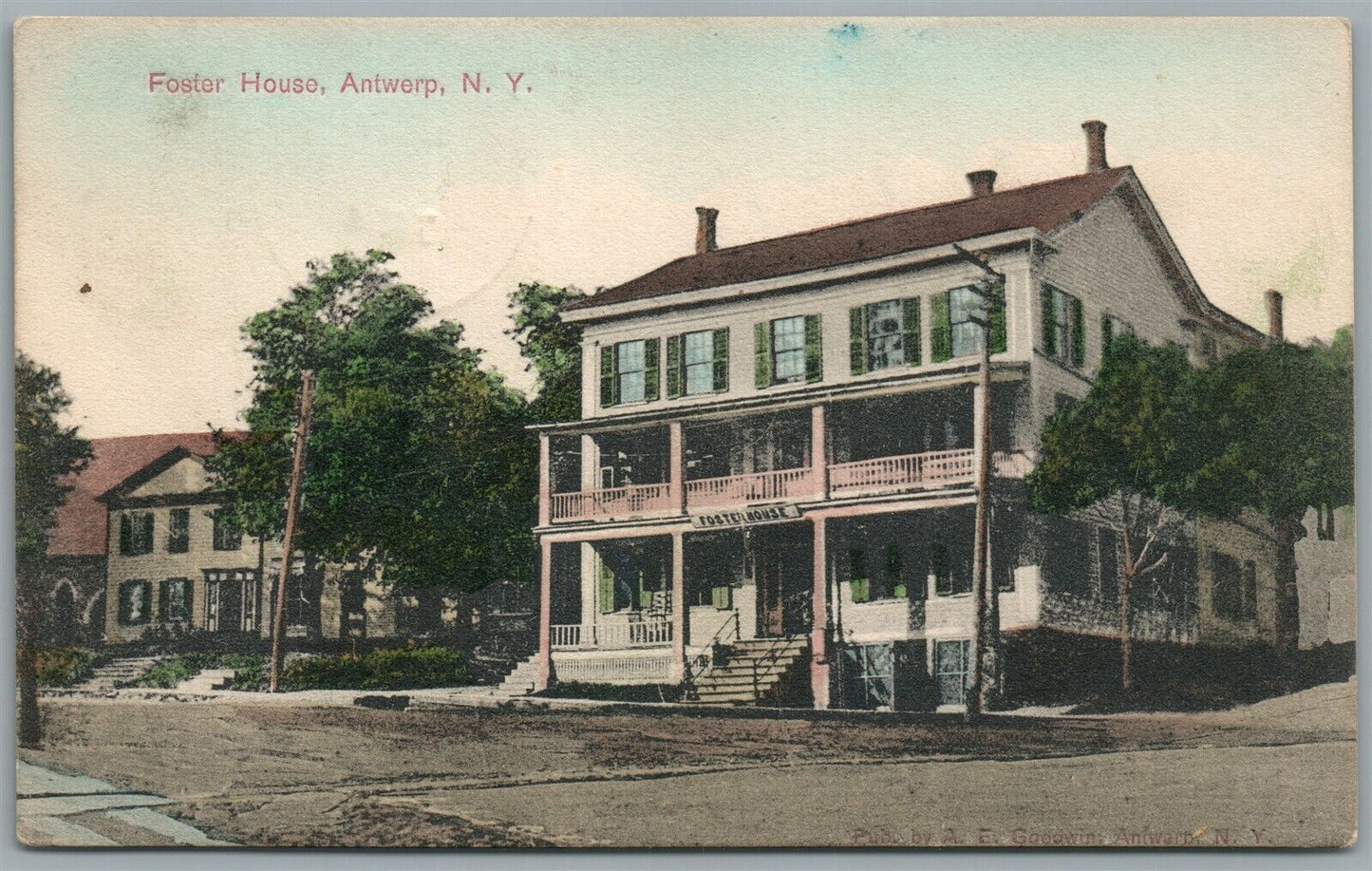 ANTWERP NY FOSTER HOUSE ANTIQUE POSTCARD