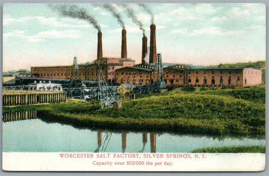SILVER SPRINGS NY WORCESTER SALT FACTORY ANTIQUE POSTCARD