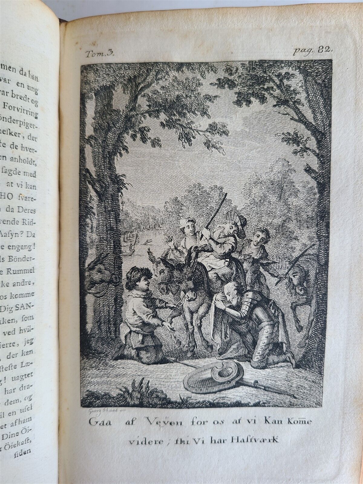 1776-77 4 vols DON QUIXOTE by CERVANTES 1st DANISH ED. antique ILLUSTRATED RARE