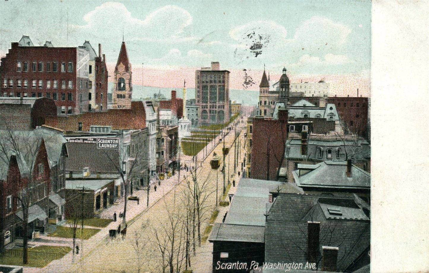 SCRANTON PA WASHINGTON AVENUE 1910 ANTIQUE POSTCARD