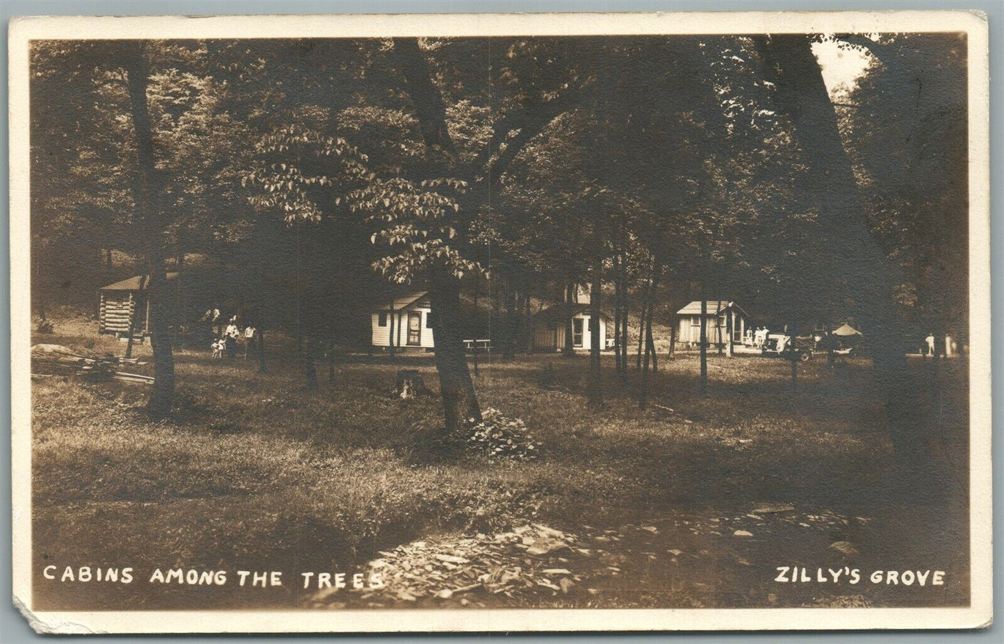BUTLER PA ZILLY'S GROVE CABINS ANTIQUE REAL PHOTO POSTCARD RPPC