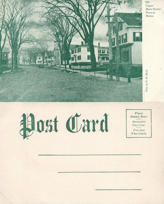 NORWAY ME UPPER MAIN STREET UNDIVIDED ANTIQUE POSTCARD