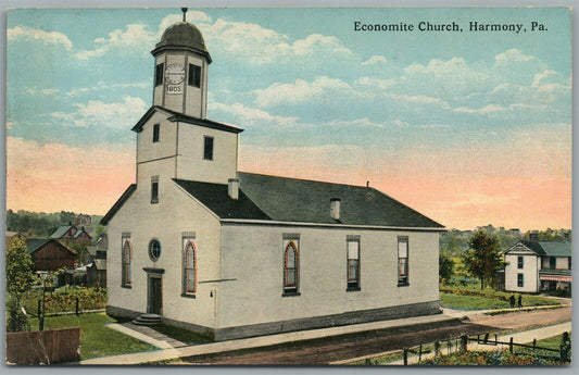 HARMONY PA ECONOMITE CHURCH ANTIQUE POSTCARD