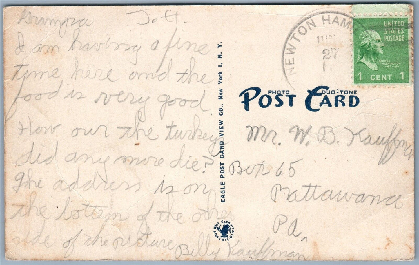 NEWTON HAMILTON PA M.T.C. ANTIQUE POSTCARD METHODIST TRAINING CAMP