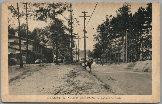 ATLANTA GA STREET IN CAMP GORDON ANTIQUE POSTCARD