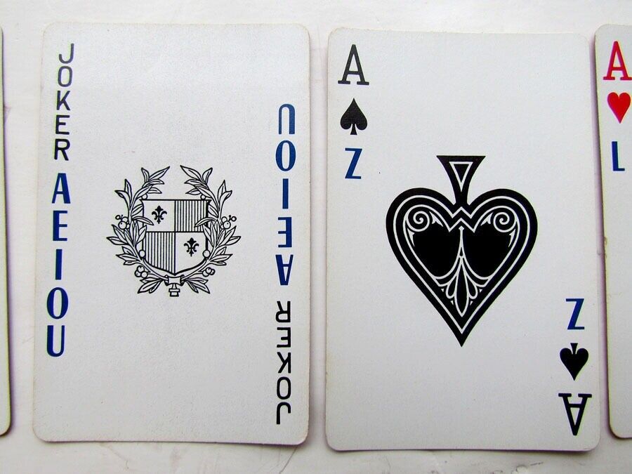 VINTAGE PLAYING CARDS DECK w/ JOKERS AEIOU