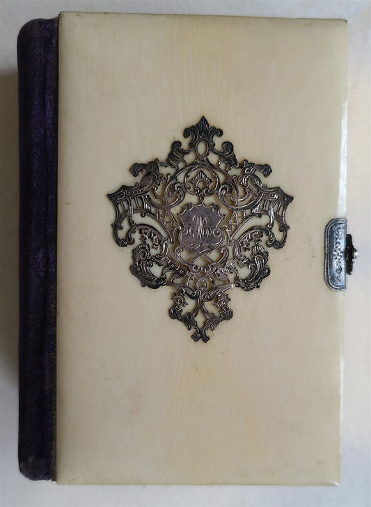 1870s PAROSSIEN ROMAIN antique prayer book nice BINDING in FRENCH illustrated