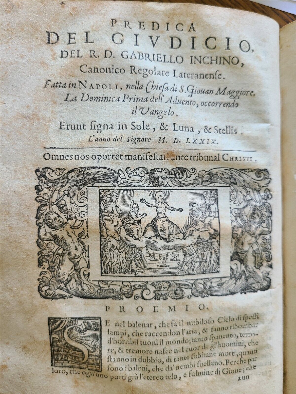 1596 PREDICHE SOPRA I QUATTRO NOVISSIMI antique 16th CENTURY VELLUM BINDING 16 c