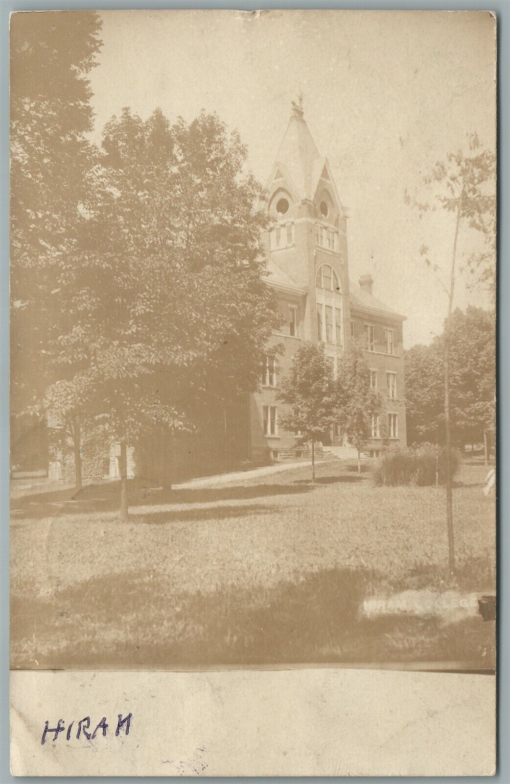 HIRAM OH STREET SCENE ANTIQUE REAL PHOTO POSTCARD RPPC
