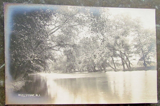 MILLSTONE N.J. RIVER SCENE RPPC ANTIQUE REAL PHOTO POSTCARD