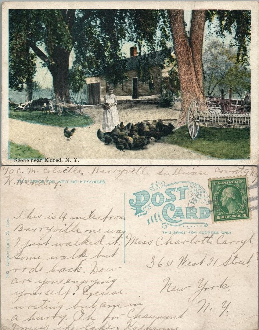 FARM SCENE NEAR ELDRED N.Y. ANTIQUE POSTCARD