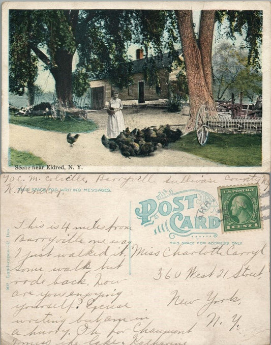 FARM SCENE NEAR ELDRED N.Y. ANTIQUE POSTCARD