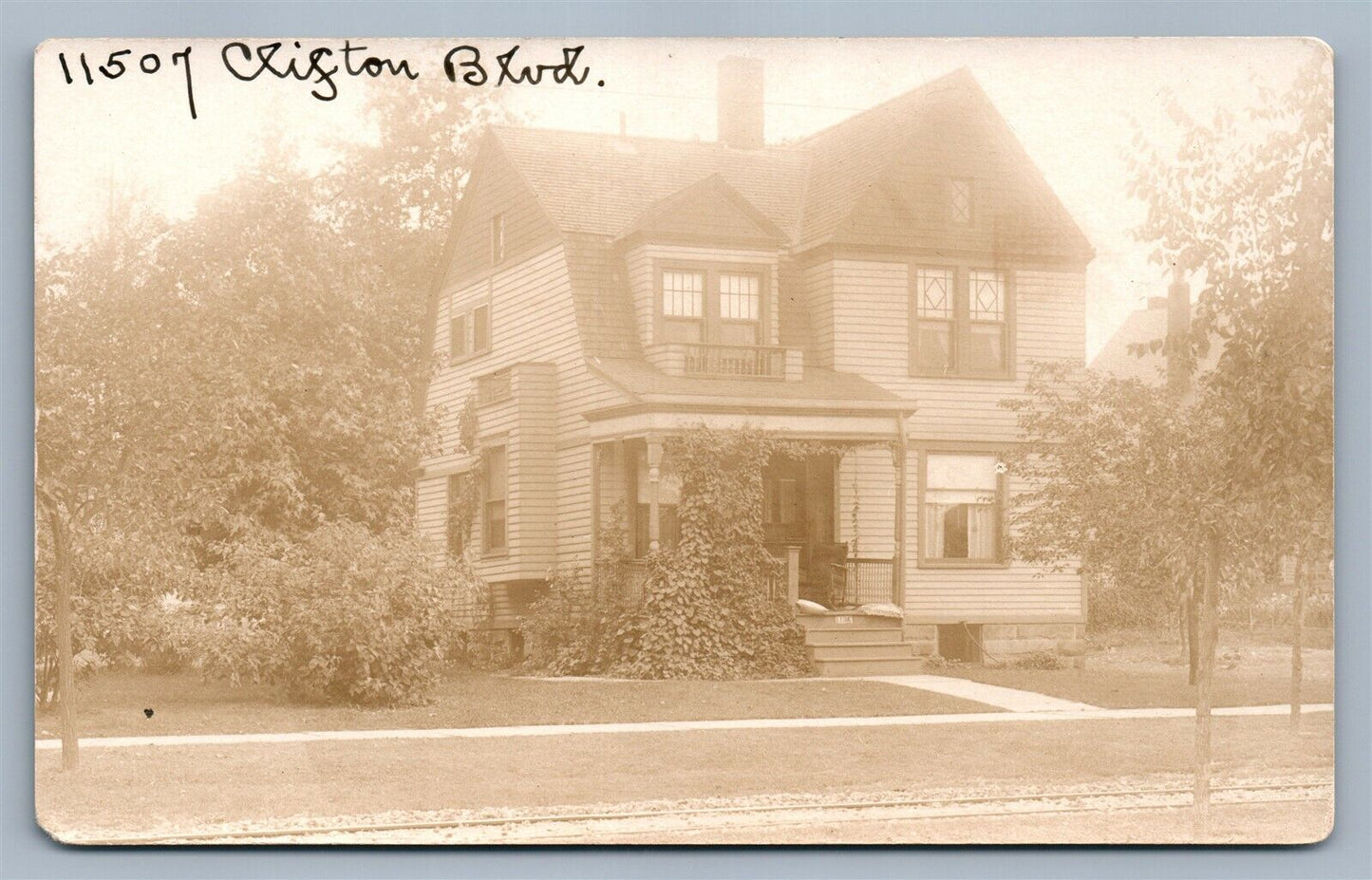 LAKEWOOD OH CLIFTON BLVD ANTIQUE REAL PHOTO POSTCARD RPPC