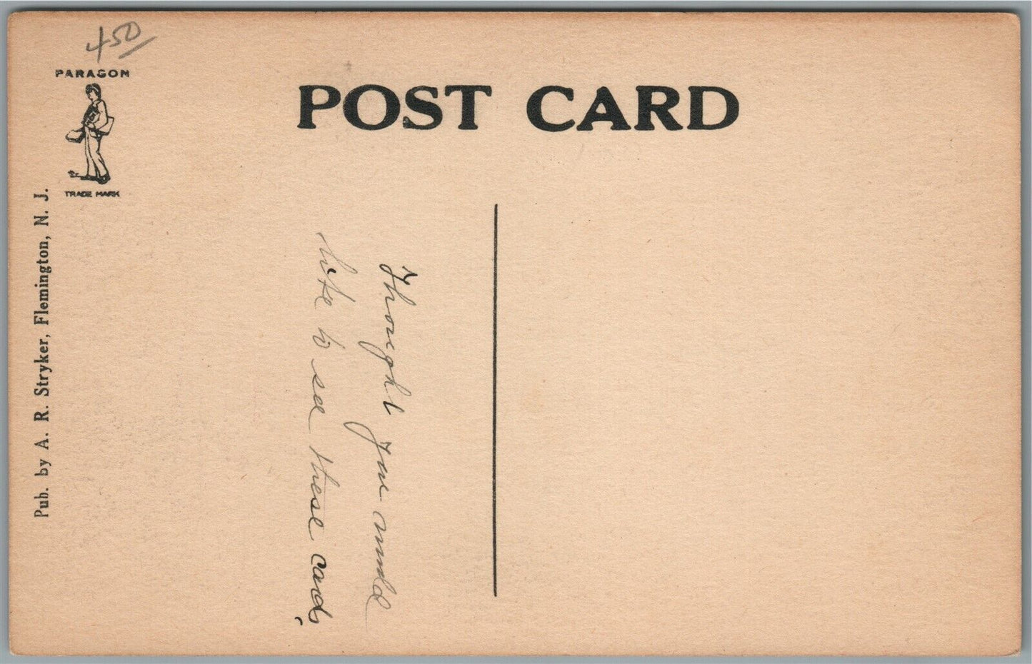 FLEMINGTON NJ BAPTIST CHURCH INTERIOR ANTIQUE POSTCARD