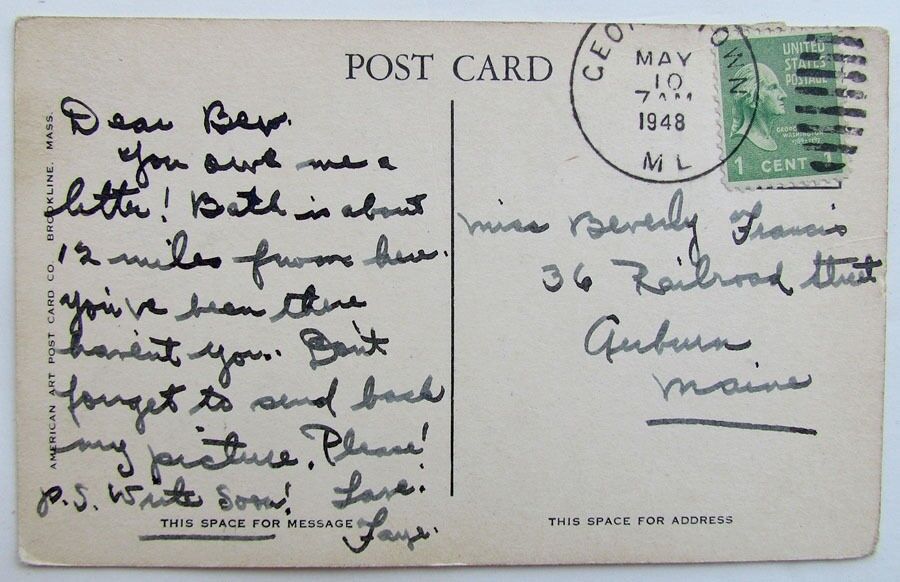 1948 VINTAGE POSTCARD CARLTON BRIDGE OVER KENNEBEC RIVER BATH MAINE