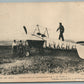 WWI FRENCH AVIATORS w/ AEROPLANE 1914 ANTIQUE POSTCARD