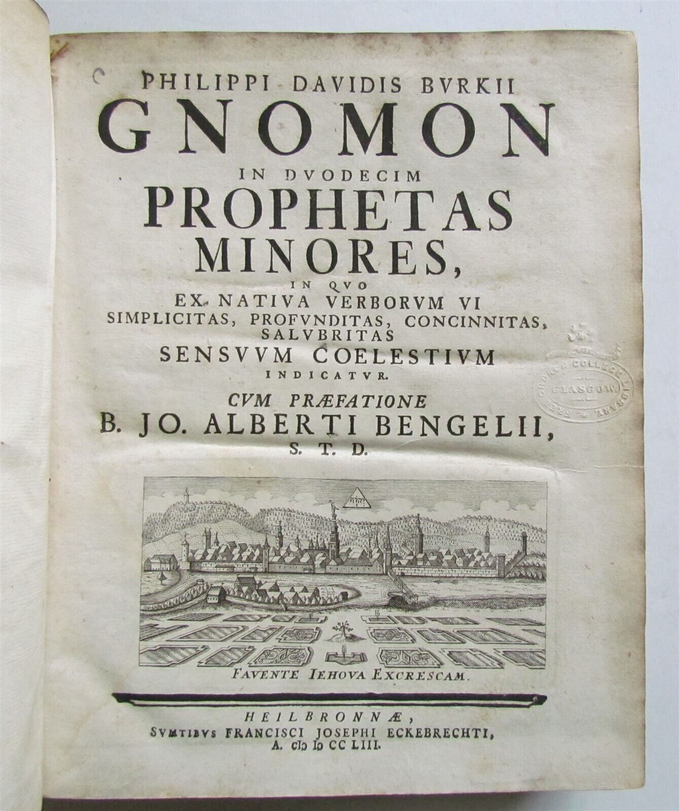 1753 Gnomon in duodecim Prophetas Minores VELLUM antique LATIN & HEBREW