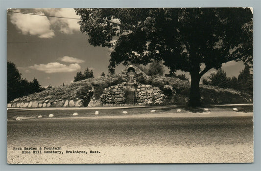 BRAINTREE MA BLUE HILL CEMETERY ANTIQUE REAL PHOTO POSTCARD RPPC