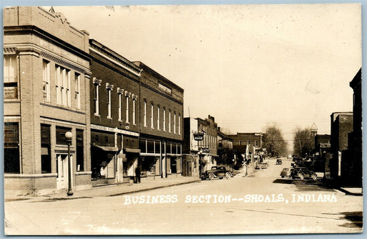 SHOALS IN BUSINESS SECTION ANTIQUE REAL PHOTO POSTCARD RPPC