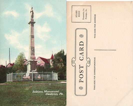 HAZLETON PA E.SOLDIER'S MONUMENT ANTIQUE POSTCARD
