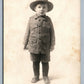 MARIETTA OH SMALL BOY IN WWI MILITARY UNIFORM ANTIQUE REAL PHOTO POSTCARD RPPC