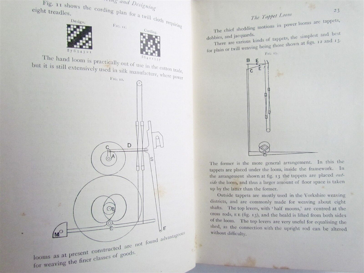 1893 COTTON WEAVING AND DESIGNING by JOHN TAYLOR antique ILLUSTRATED