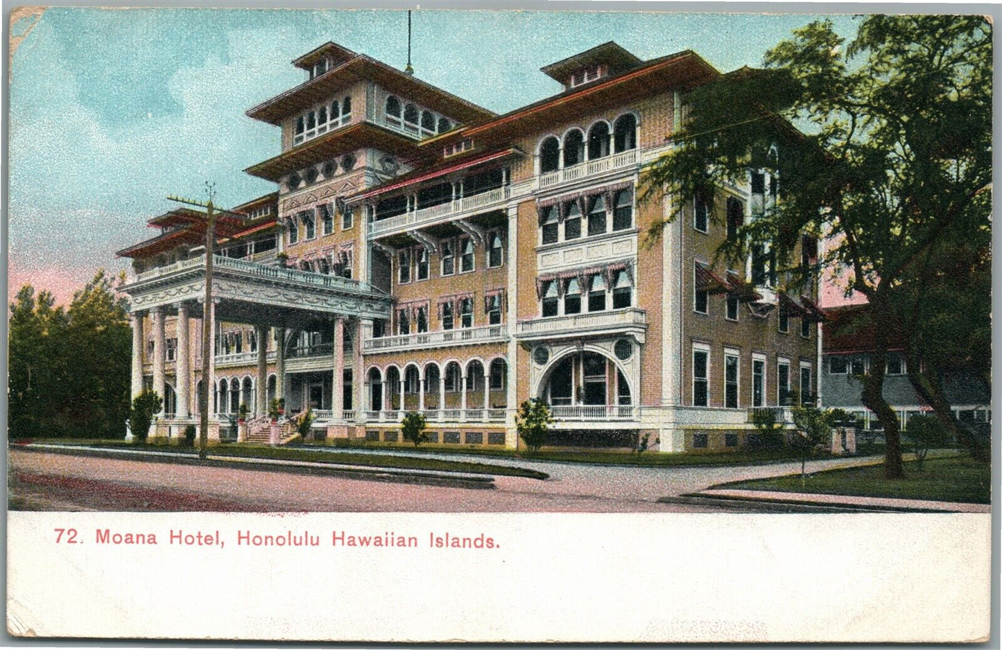 HONOLULU HAWAIIAN ISLANDS MOANA HOTEL ANTIQUE POSTCARD PRIVATE MAILING CARD