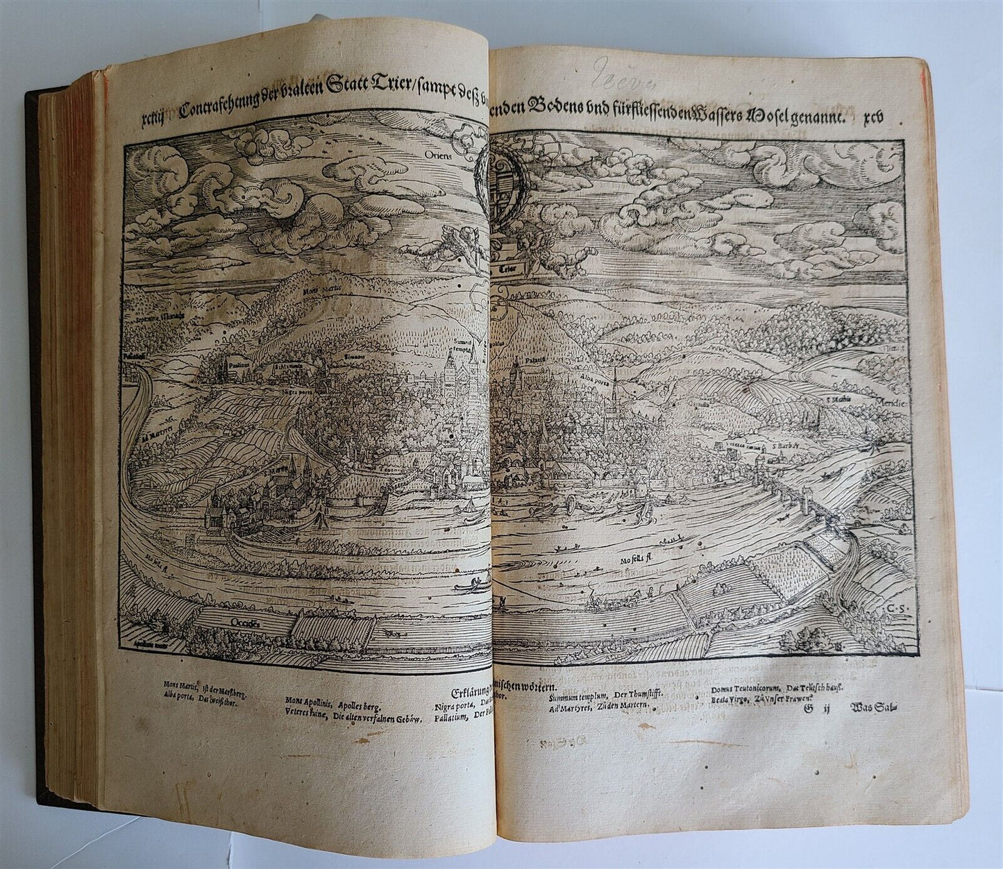 1578 COSMOGRAPHY by Sebastian Munster antique RARE ILLUSTRATED w/ MAPS PIGSKIN