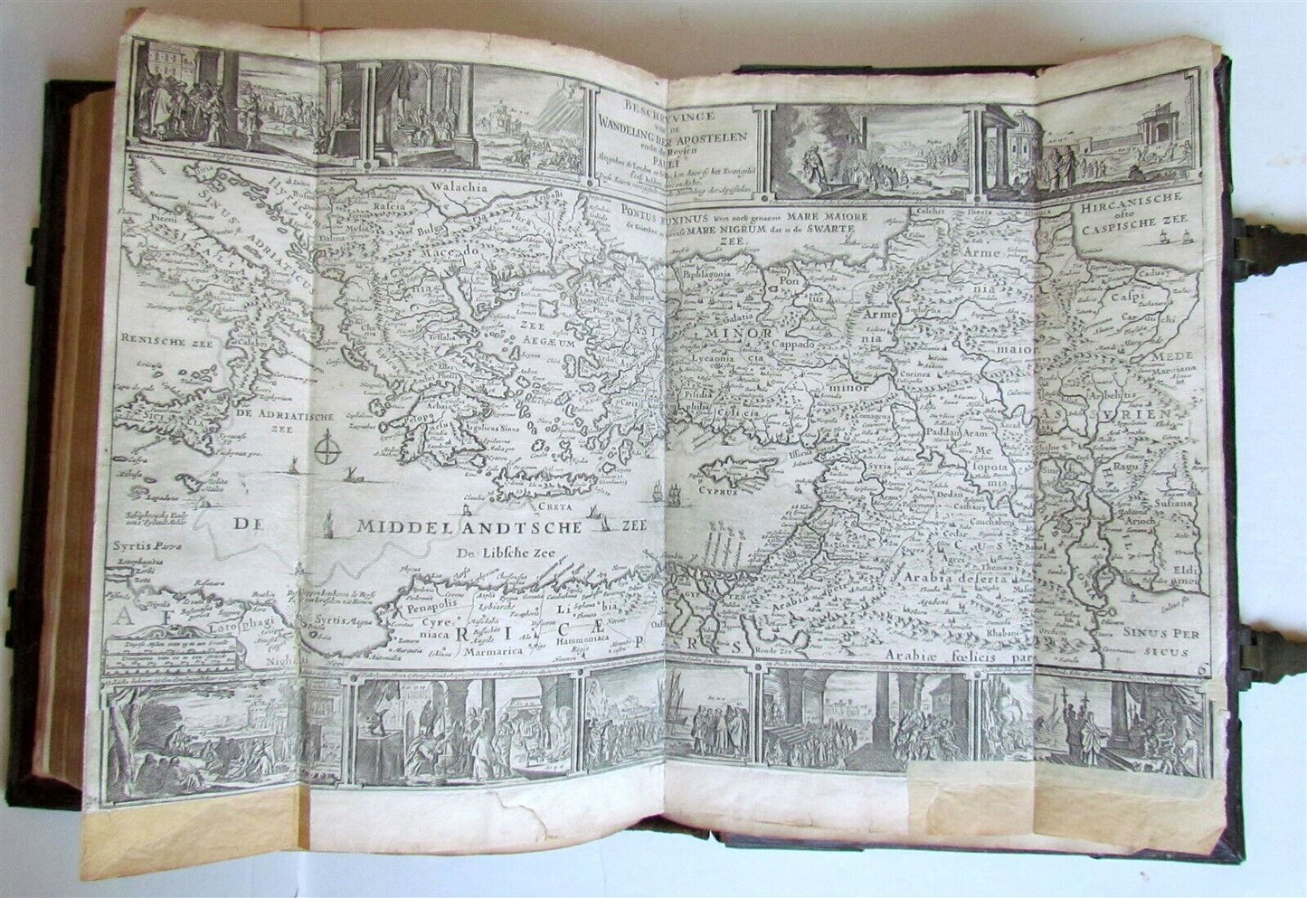 1738 BIBLE in DUTCH ILLUSTRATED w/ MAPS antique MASSIVE FOLIO BIBLIA