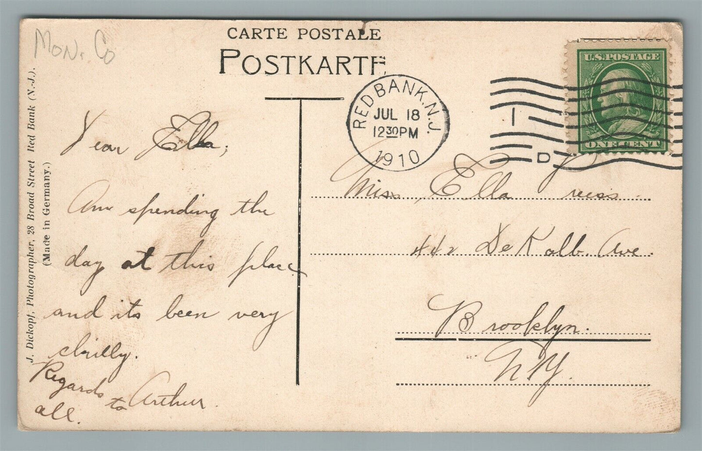 RED BANK NJ ALONG THE SHREWSBURY ANTIQUE POSTCARD