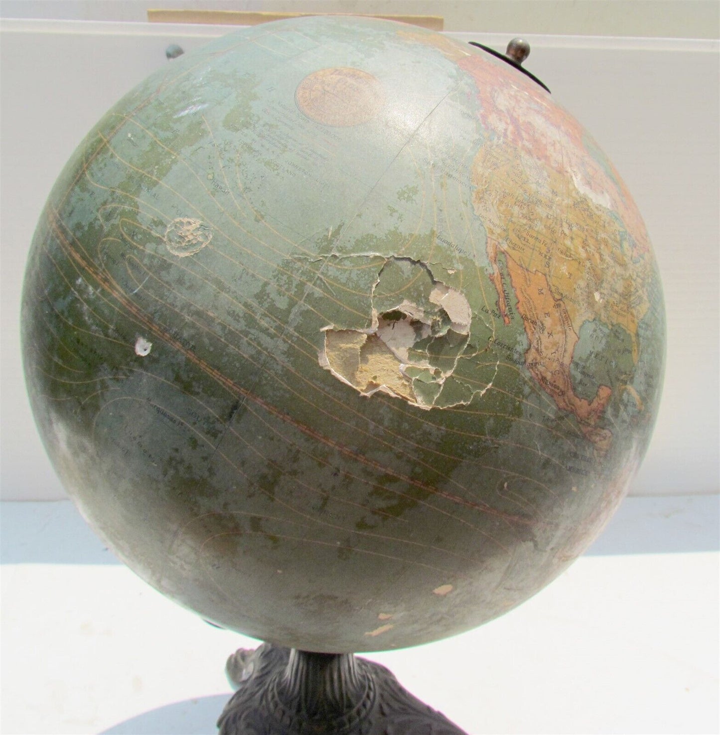 GLOBE 12 inch TERRESTRIAL ANTIQUE WWI ERA