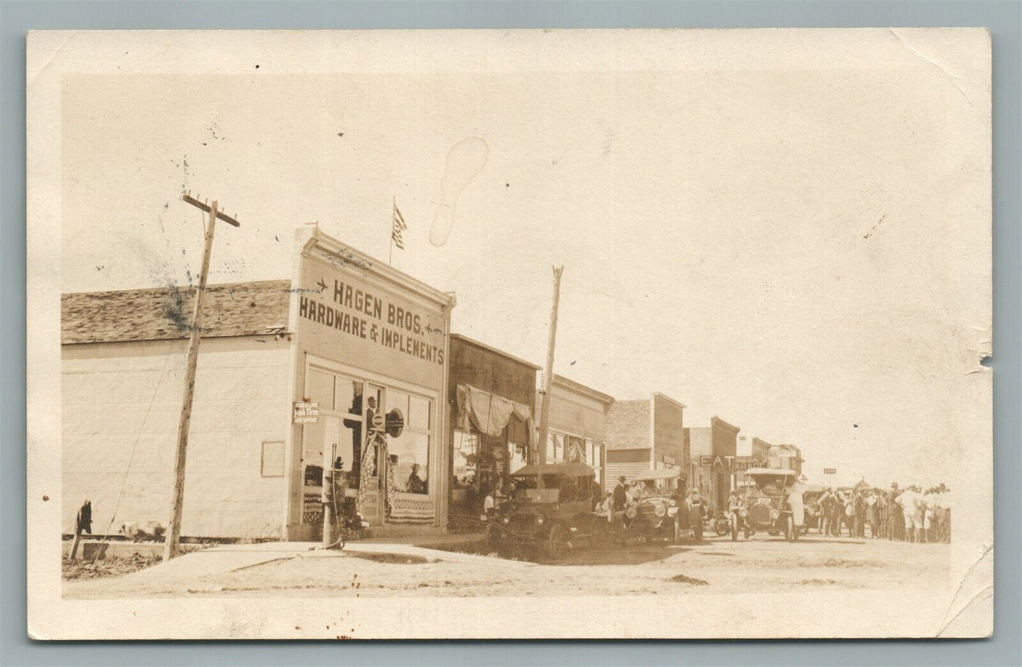 WOODWORTH ND STREET SCENE HAGEN HARDWARE STORE ANTIQUE REAL PHOTO POSTCARD RPPC