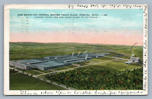 PONTIAC MI GENERAL MOTORS TRUCK PLANT 1934 VINTAGE POSTCARD