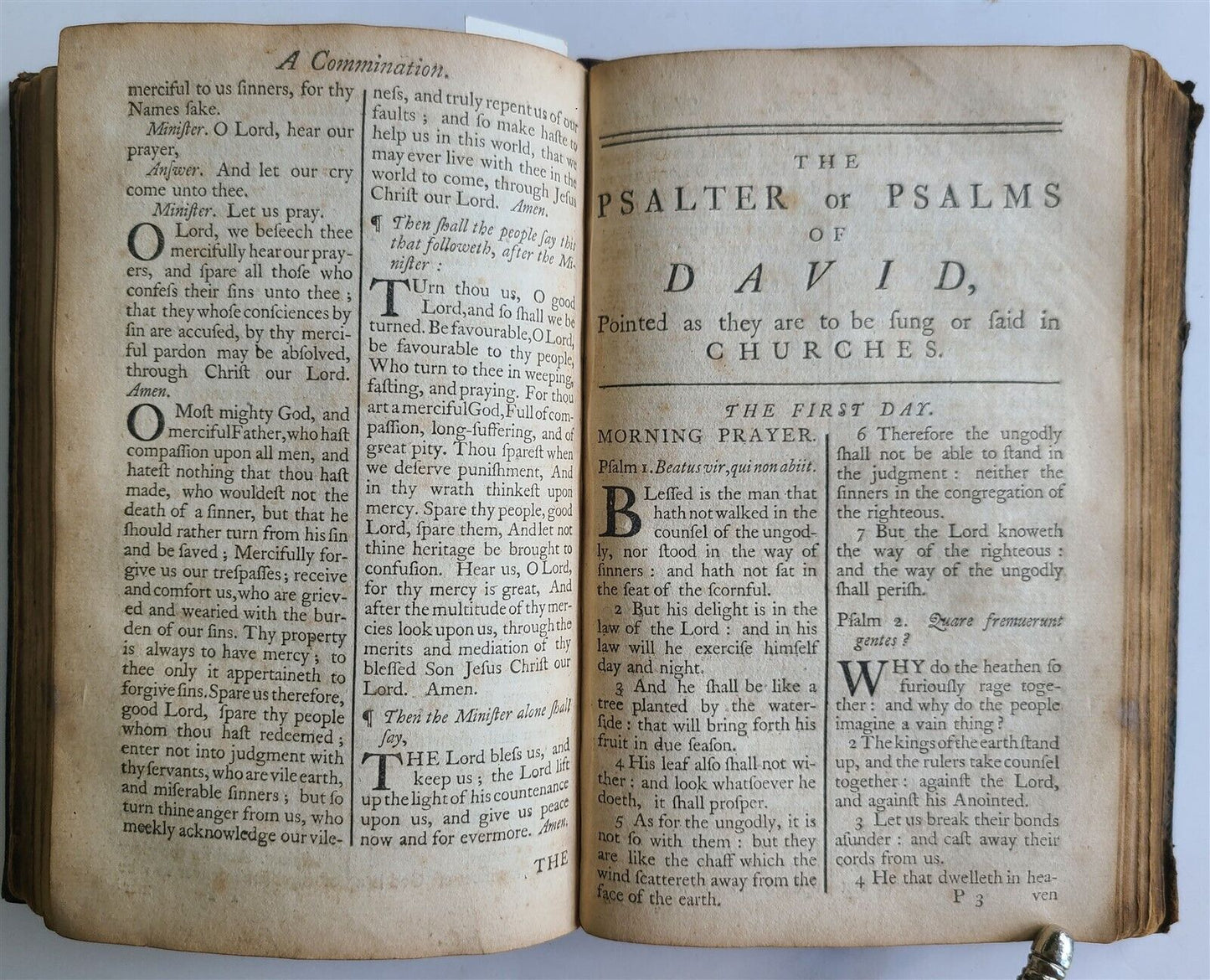 1762 BOOK OF COMMON PRAYER in ENGLISH w/ PSALMS of DAVID ANTIQUE