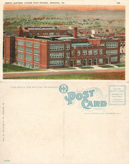 READING PA NORTH EASTERN JUNIOR HIGH SCHOOL ANTIQUE POSTCARD