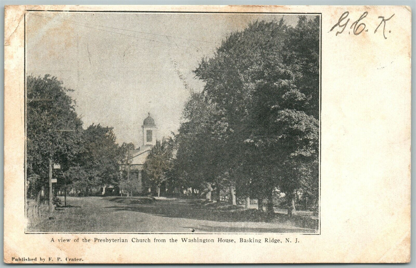 BASKING RIDGE N.J. PRESBYTERIAN CHURCH ANTIQUE 1906 undivided POSTCARD