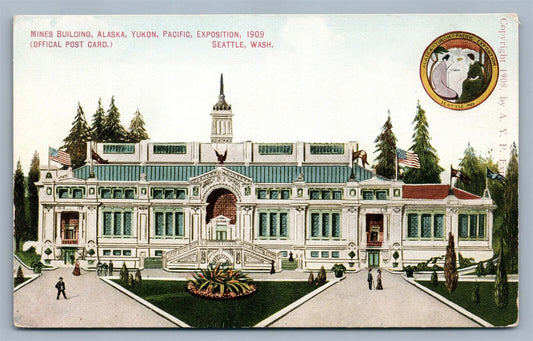 SEATTLE WA 1909 ALASKA YUKON PACIFIC EXPOSITION MINES BUILDING ANTIQUE POSTCARD