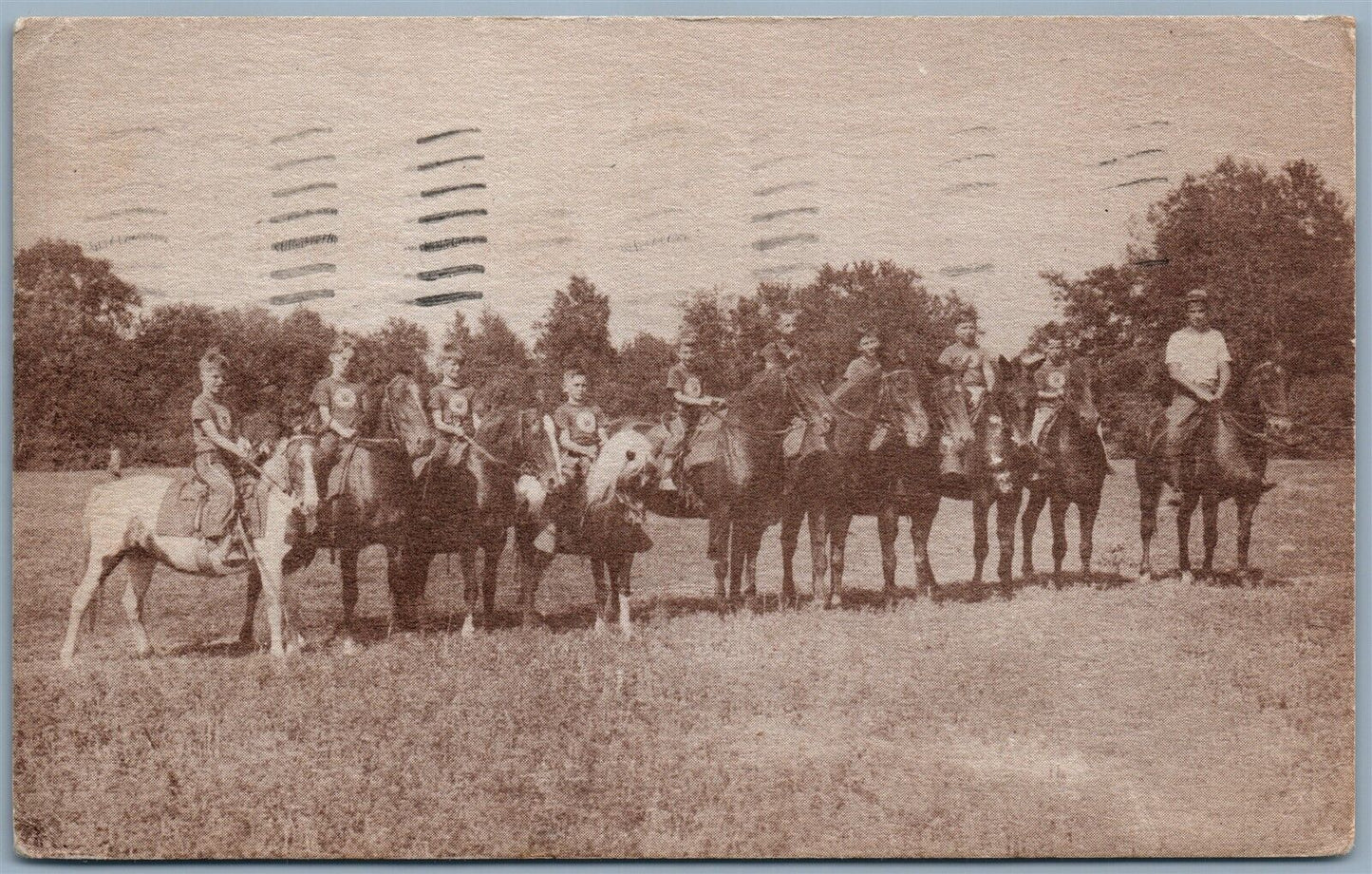 MOUNT MARION NY CAMP WAHKONDA HORSE RIDING 1945 VINTAGE POSTCARD