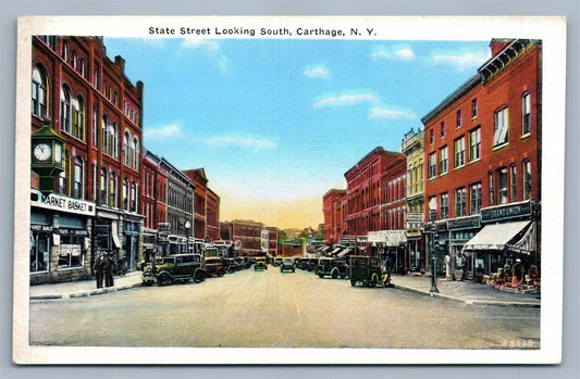 CARTHAGE NY STATE STREET LOOKING SOUTH ANTIQUE POSTCARD