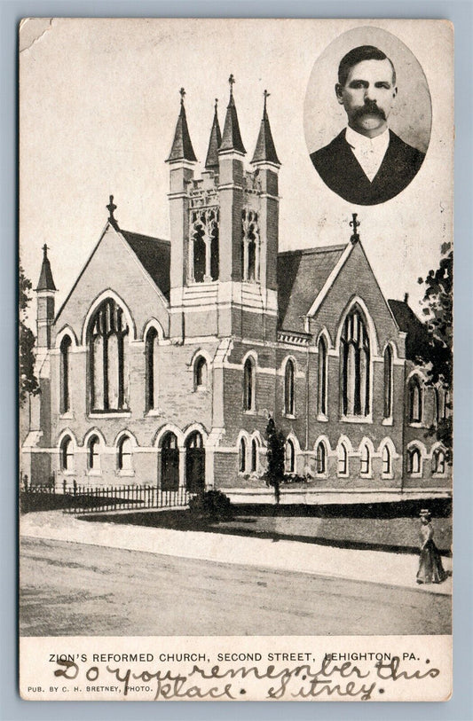 LEHIGHTON PA SECOND STREET ZION'S REFORMED CHURCH 1907 ANTIQUE POSTCARD