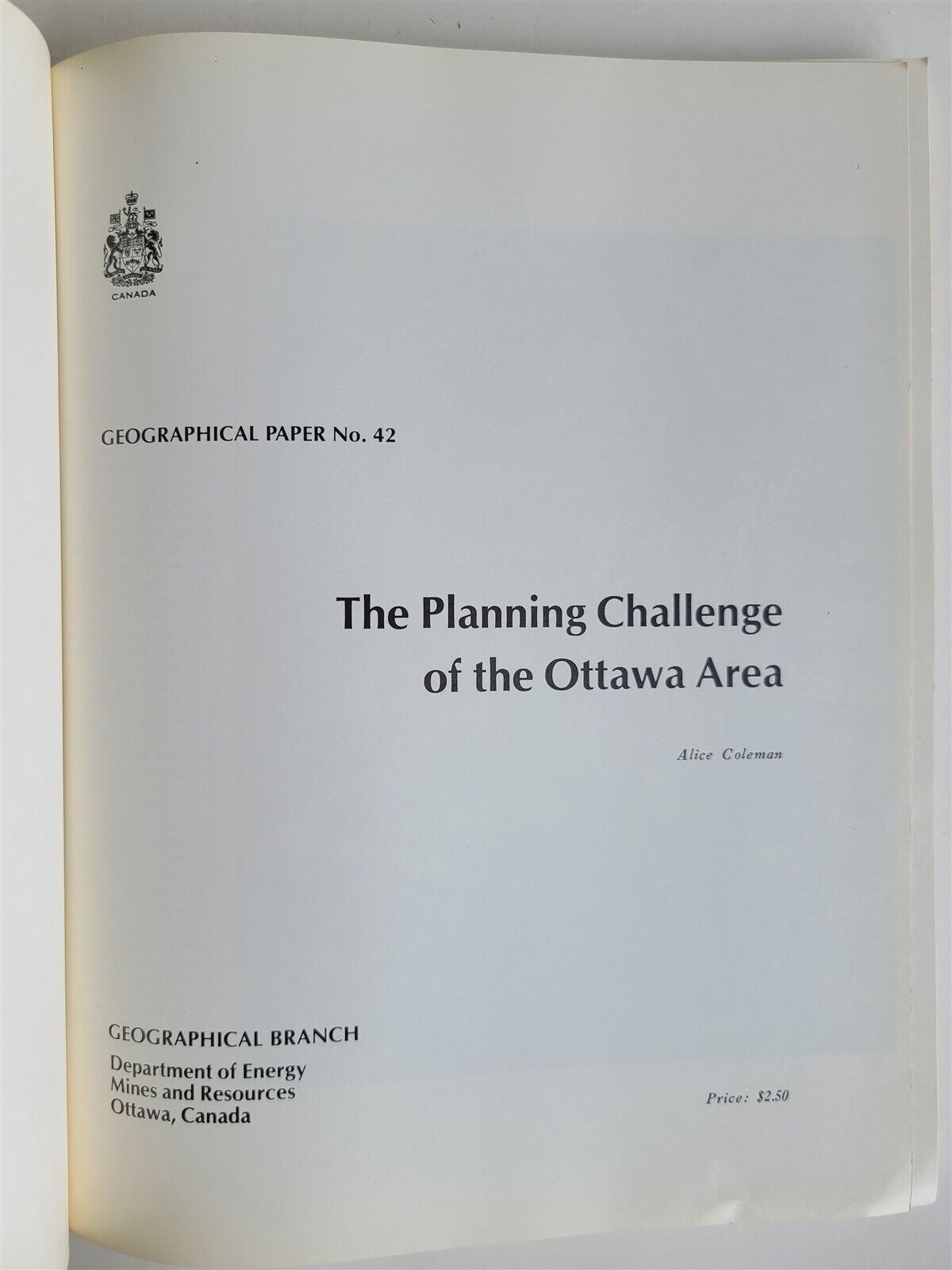 1969 PLANNING CHALLENGE of the OTTAWA AREA by ALICE COLEMAN vintage