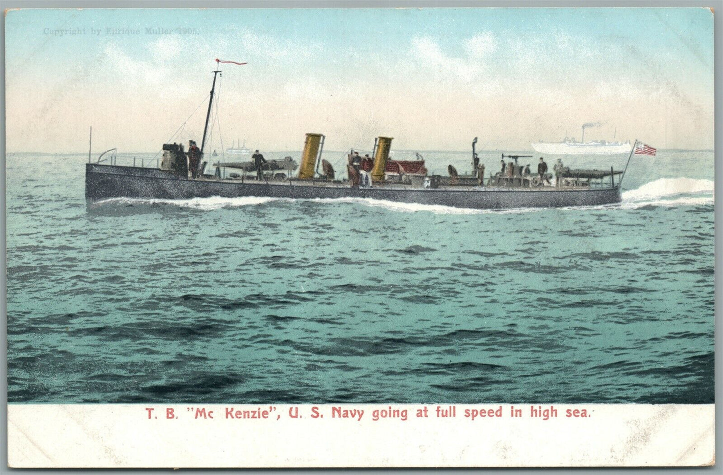 MILITARY SHIP TB McKENZIE ANTIQUE POSTCARD