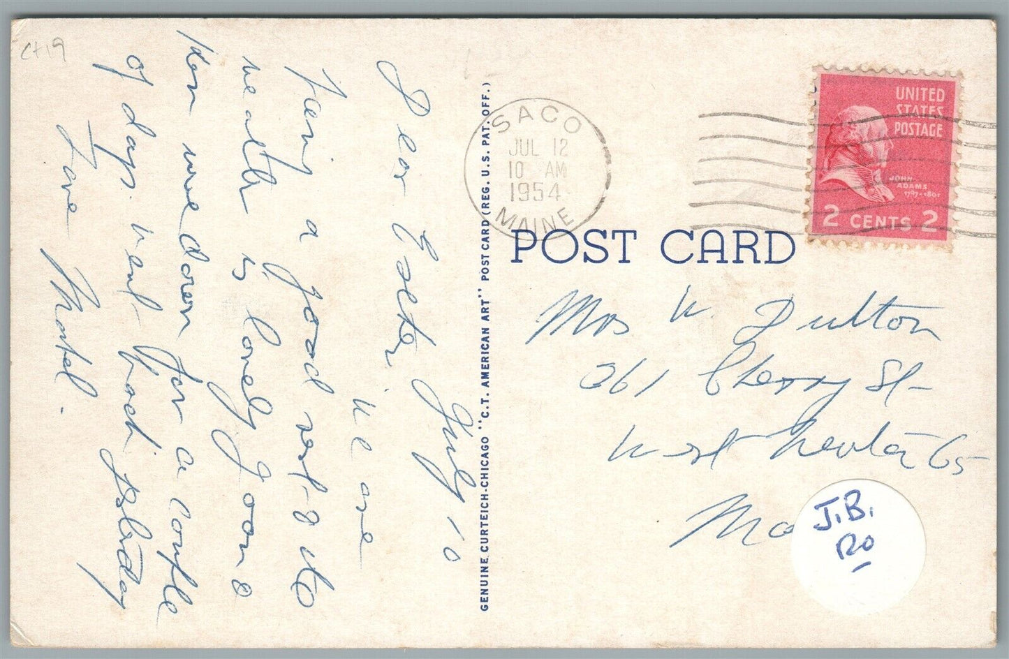 BIDDEFORD ME MAIN STREET ANTIQUE POSTCARD