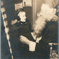 GIRL w/ SANTA ANTIQUE PHOTO 5 by 7"