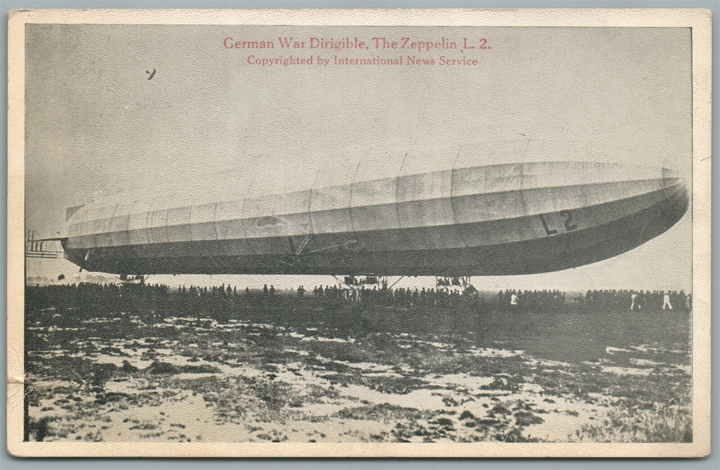 GERMAN WAR DIRIGIBLE ZEPPELIN L 2 ANTIQUE WWI ERA POSTCARD