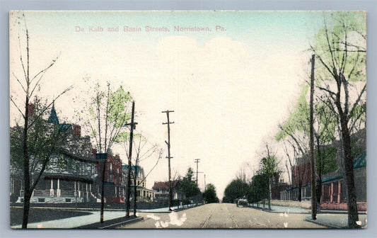 NORRISTOWN PA DE KALB & BASIN STREETS ANTIQUE POSTCARD