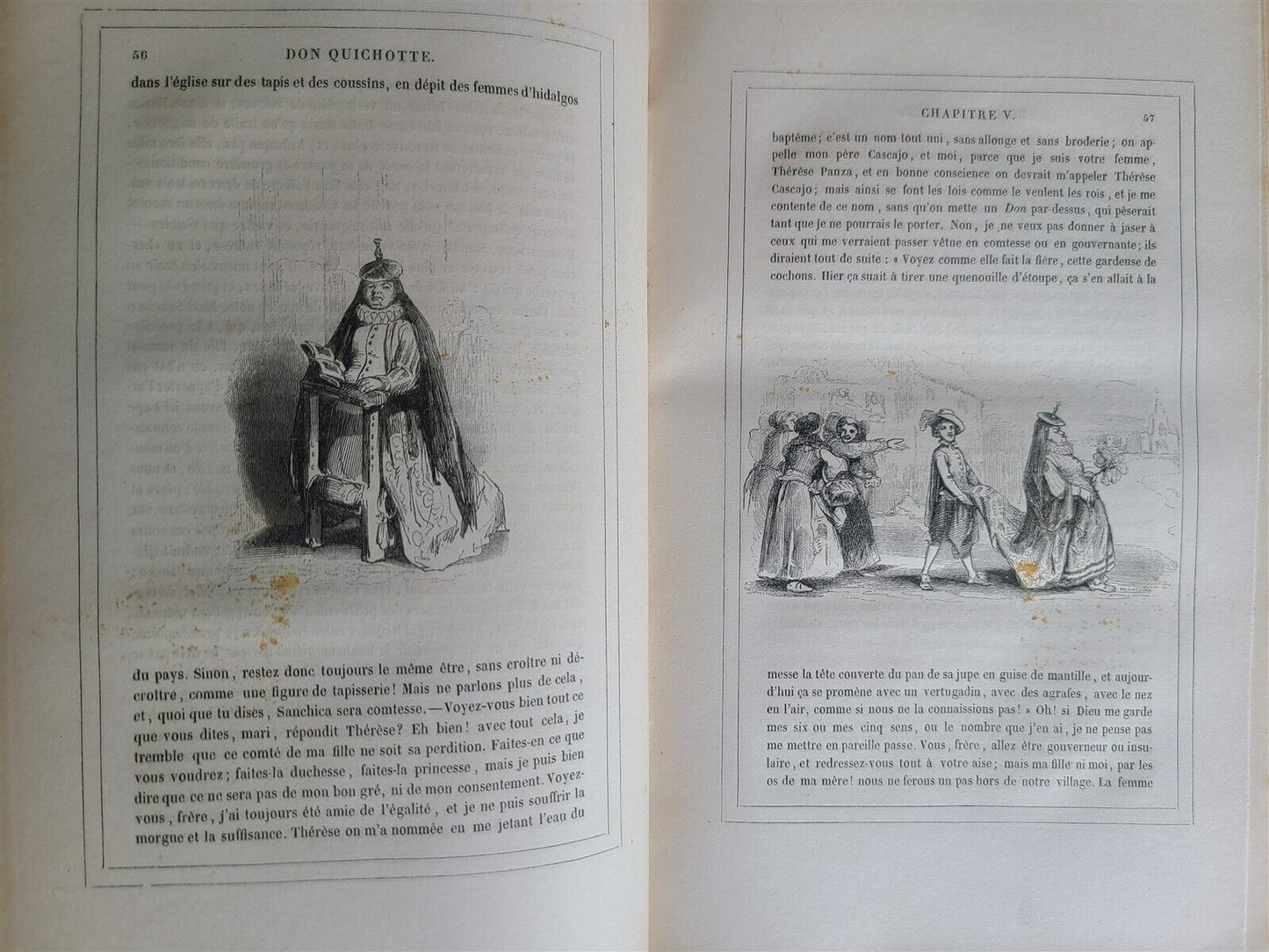 1836 DON QUICHOTTE DE LA MANCHE MIGUEL de CERVANTES 2 VOLS antique ILLUSTRATED