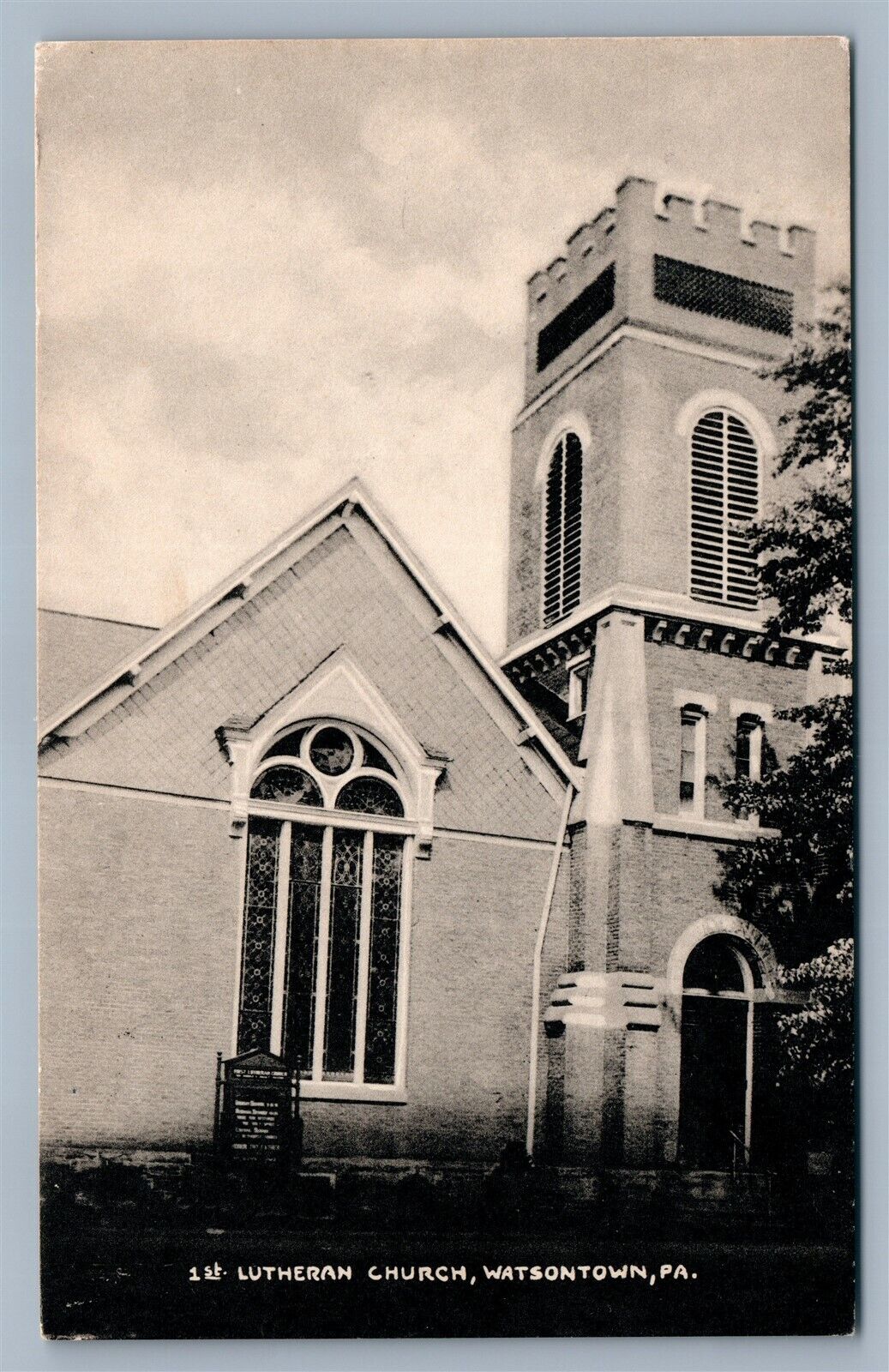 WATSONTOWN PA 1st LUTHERAN CHURCH VINTAGE POSTCARD