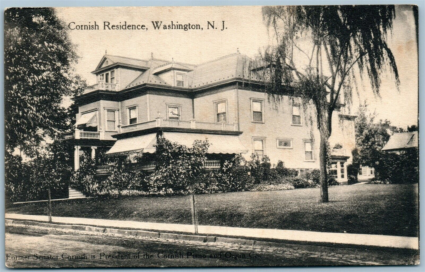 WASHINGTON NJ CORNISH RESIDENCE ANTIQUE POSTCARD