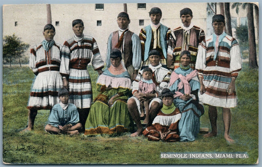 MIAMI FLORIDA SEMINOLE INDIANS ANTIQUE POSTCARD